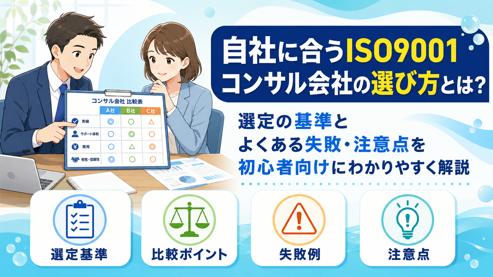 自社に合うISO9001コンサル会社の選び方とは？選定の基準とよくある失敗・注意点を初心者向けにわかりやすく解説
