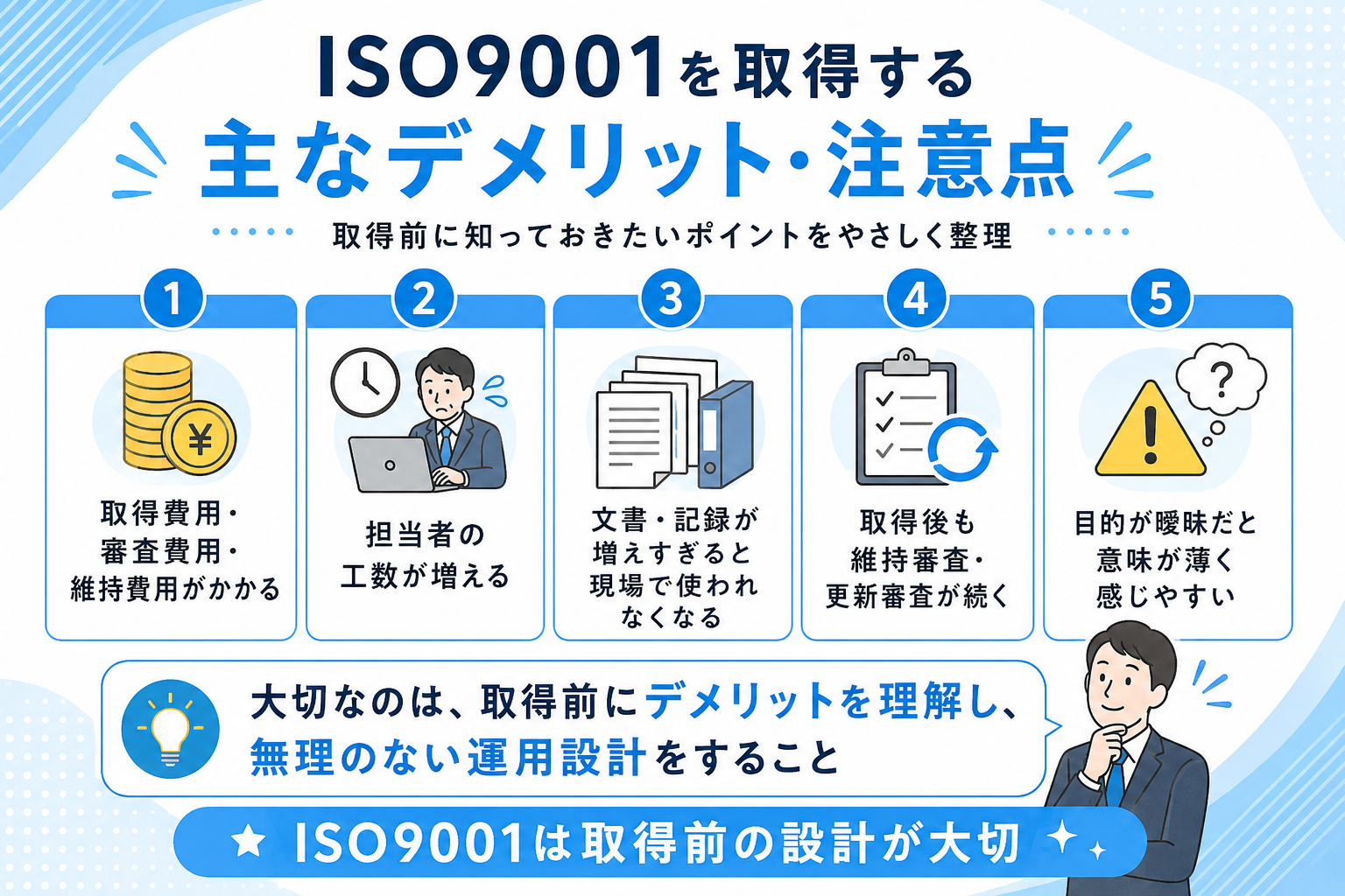 ISO9001を取得する主なデメリット・注意点