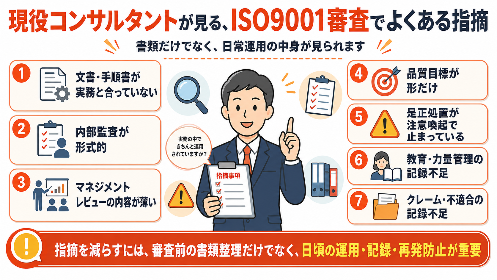 現役コンサルタントが見る、ISO9001審査でよくある指摘