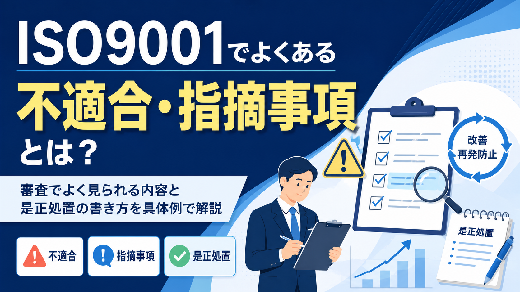 ISO9001でよくある不適合・指摘事項とは？審査でよく見られる内容と是正処置の書き方を具体的な事例で解説
