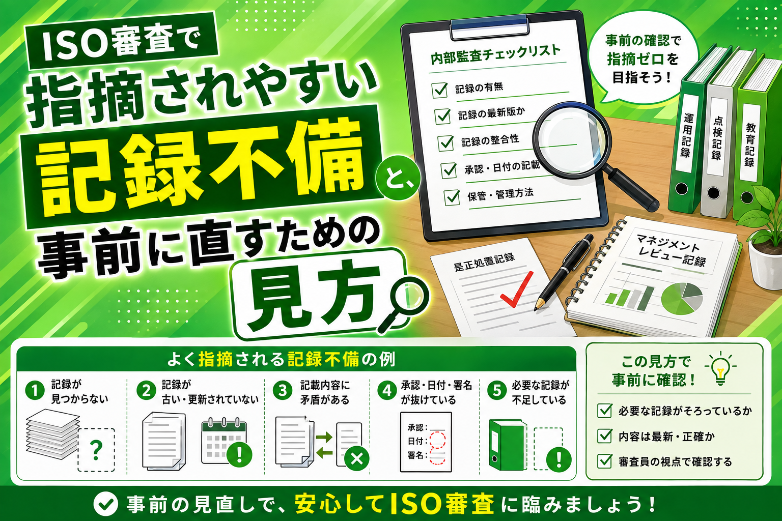 ISO審査で指摘されやすい記録不備と、事前に直すための見方