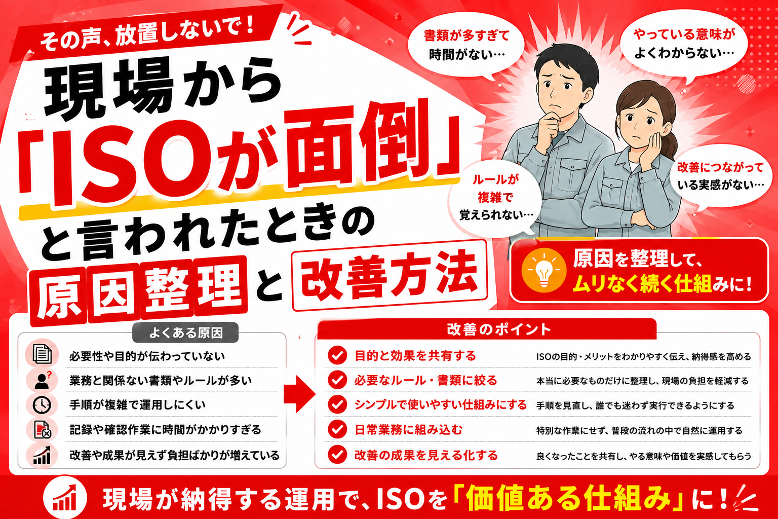 現場から「ISOが面倒」と言われたときの原因整理と改善方法