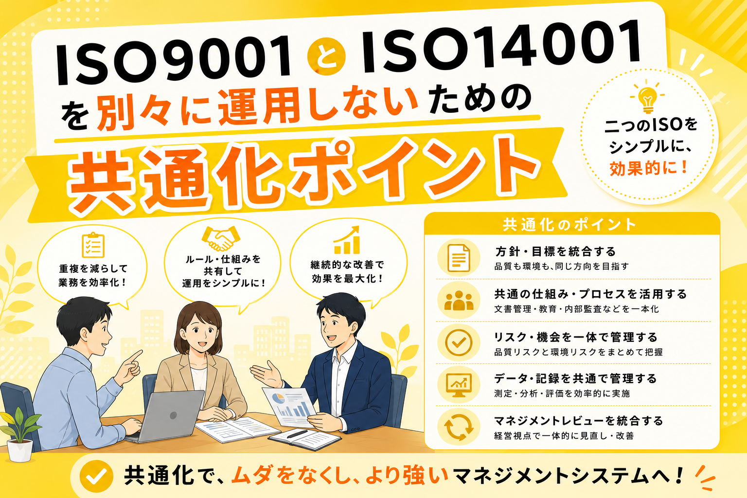 ISO9001とISO14001を別々に運用しないための共通化ポイント